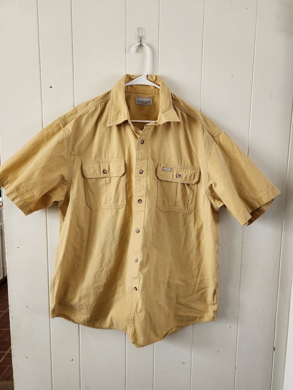 Men's Carhartt Yellow Short Sleeve Button-Down Size XL